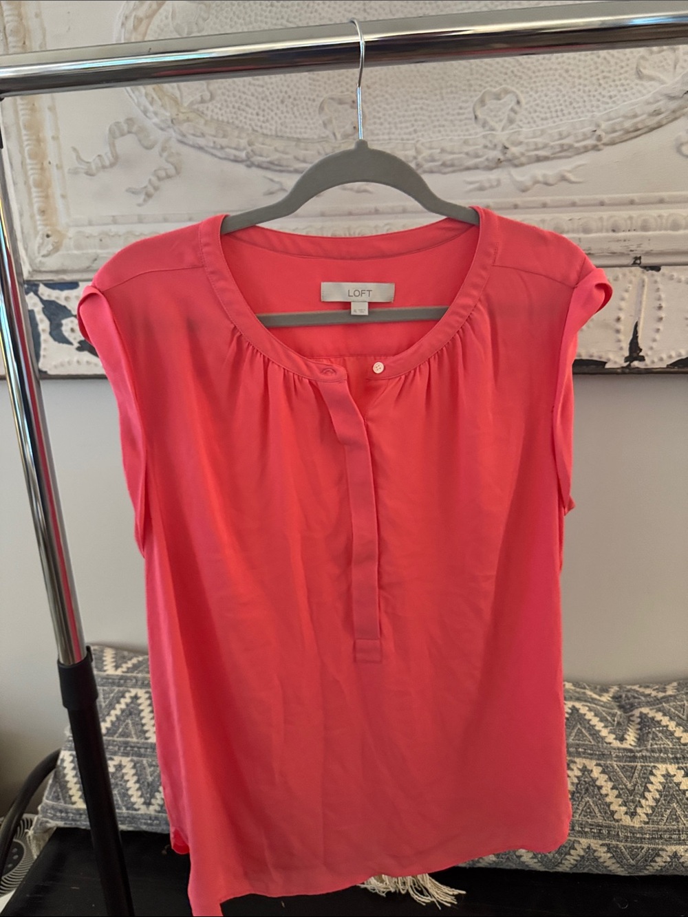 LOFT Coral-Pink Cap Sleeve Blouse